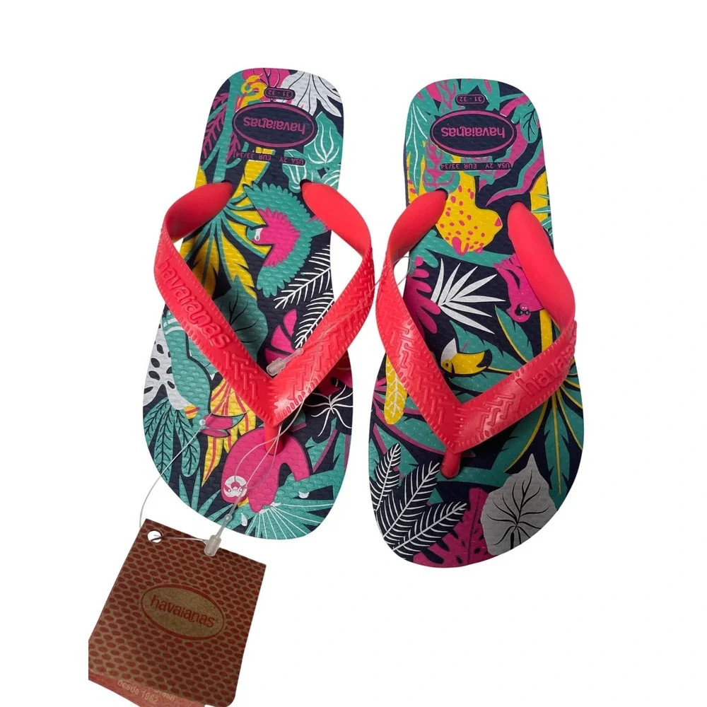 Havaianas Pink Navy Floral‎ Tropical Flip Flop Bundle Little Girls 2